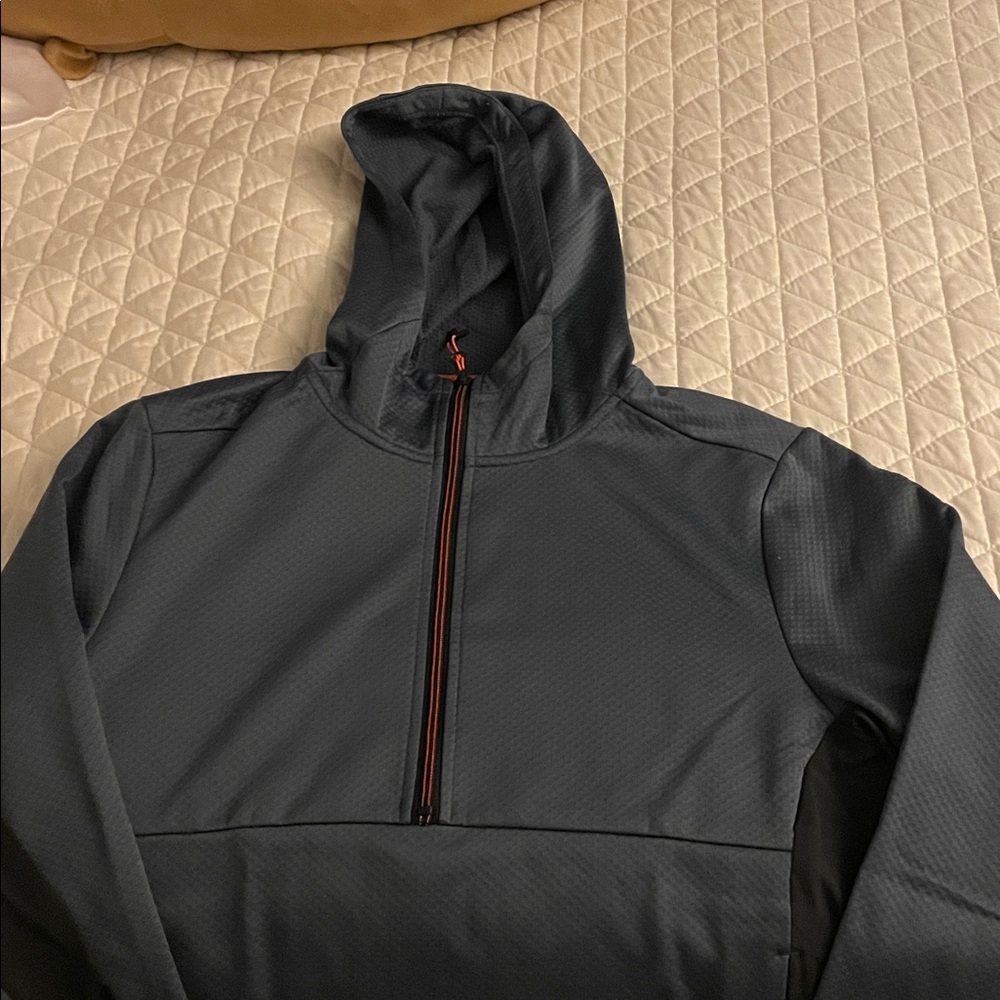 ASICS Gray Hooded Pullover with Red Accents-slightly used